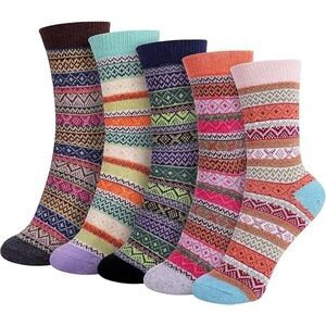 Socks for Women Stocking Stuffers Cozy Wool Vintage Crew Socks Warm Winter